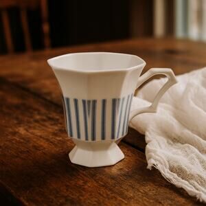 Vintage Independence Ironstone Japan Ticking Striped‎ Tea cup Coffee Mug